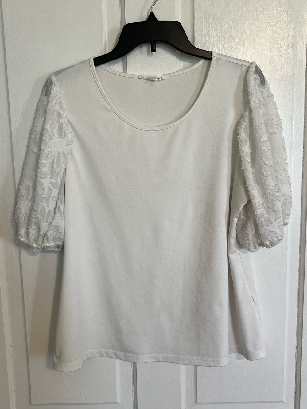 Perception Concept white blouse with lace sleeves